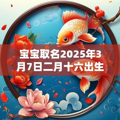 宝宝取名2025年3月7日二月十六出生的女生名字大全