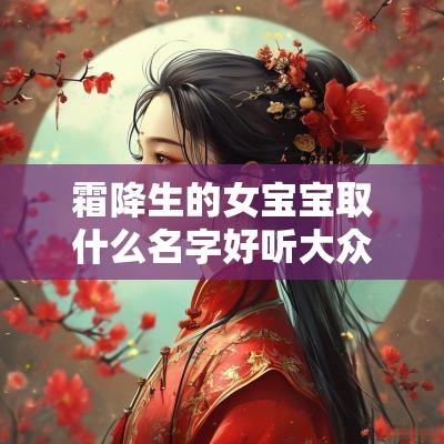 霜降生的女宝宝取什么名字好听大众姓氏这样起名独一无二