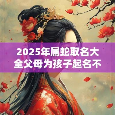 2025年属蛇取名大全父母为孩子起名不再精疲力竭