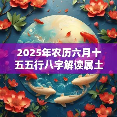 2025年农历六月十五五行八字解读属土的起名宜用字