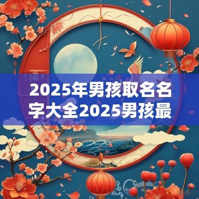 2025年男孩取名名字大全2025男孩最好听的名字