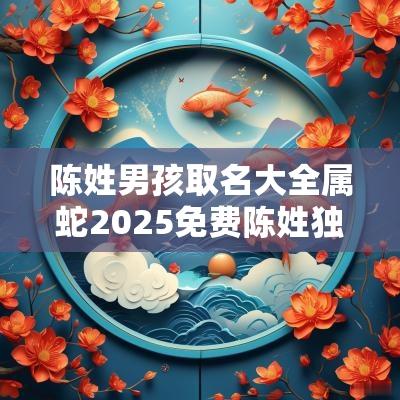陈姓男孩取名大全属蛇2025免费陈姓独一无二的名字