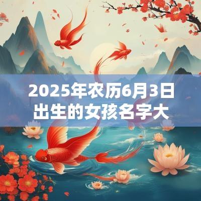 2025年农历6月3日出生的女孩名字大全好听的名字