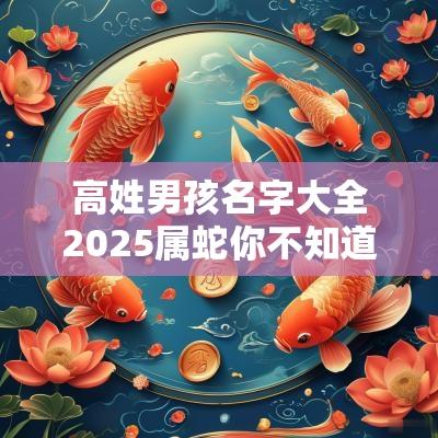 高姓男孩名字大全2025属蛇你不知道的高姓取名方法