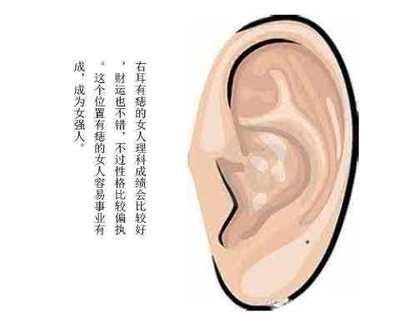 女人耳朵长痣面相图 耳朵长痣的女人好吗