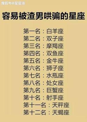 渣男最多的星座前三名是哪几个是不是你