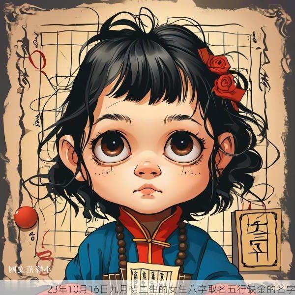 23年10月16日九月初二生的女生八字取名五行缺金的名字