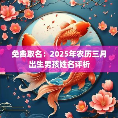 免费取名：2025年农历三月出生男孩姓名评析