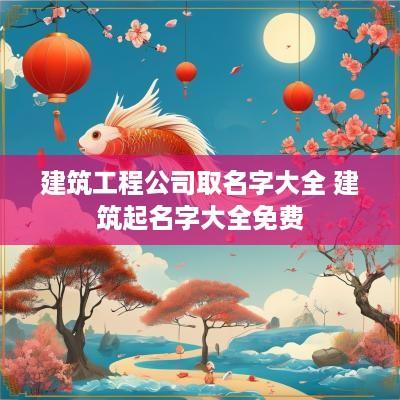 建筑工程公司取名字大全 建筑起名字大全免费