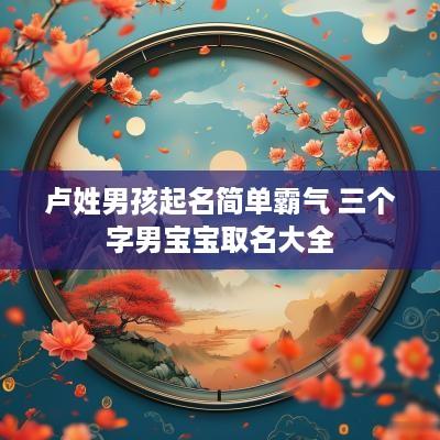 卢姓男孩起名简单霸气 三个字男宝宝取名大全
