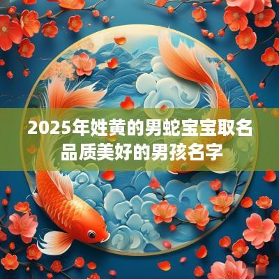 2025年姓黄的男蛇宝宝取名 品质美好的男孩名字