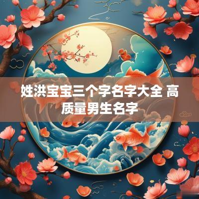 姓洪宝宝三个字名字大全 高质量男生名字