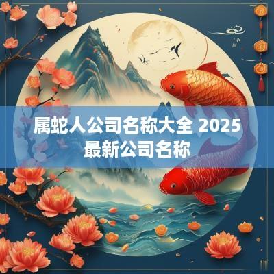 属蛇人公司名称大全 2025最新公司名称