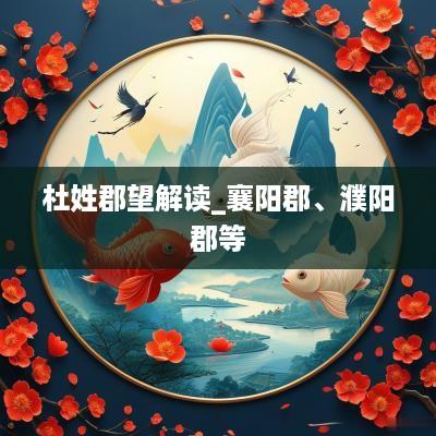 杜姓郡望解读_襄阳郡、濮阳郡等