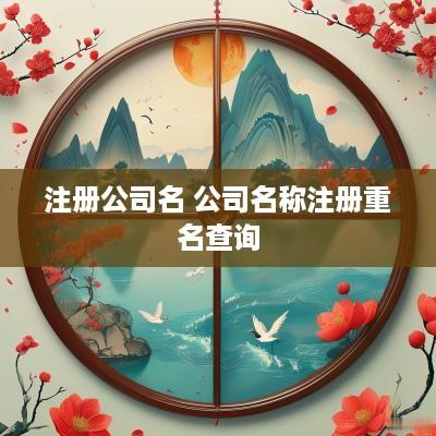 注册公司名 公司名称注册重名查询
