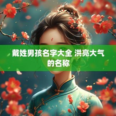 戴姓男孩名字大全 洪亮大气的名称
