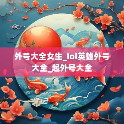 外号大全女生_lol英雄外号大全_起外号大全