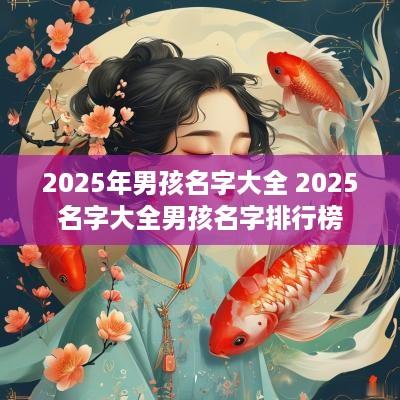 2025年男孩名字大全 2025名字大全男孩名字排行榜