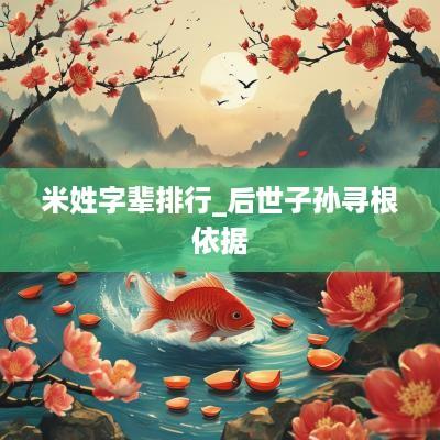 米姓字辈排行_后世子孙寻根依据