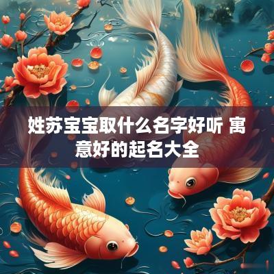 姓苏宝宝取什么名字好听 寓意好的起名大全