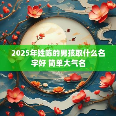 2025年姓陈的男孩取什么名字好 简单大气名