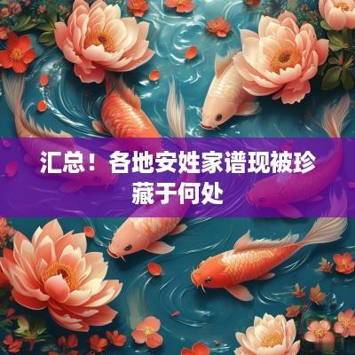汇总！各地安姓家谱现被珍藏于何处