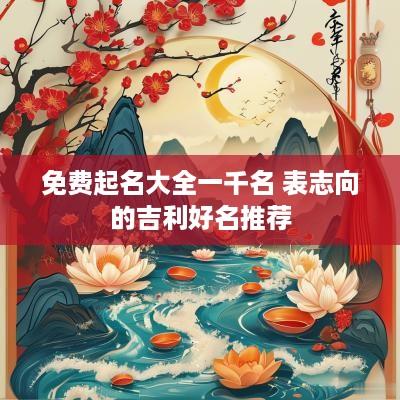 免费起名大全一千名 表志向的吉利好名推荐
