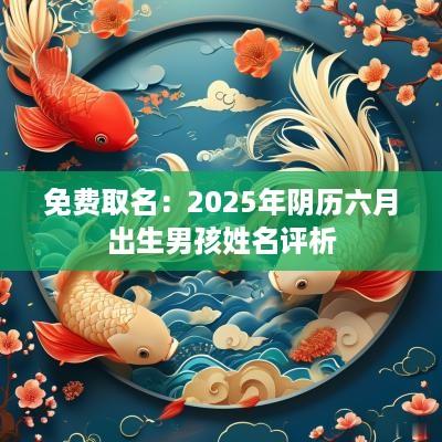 免费取名：2025年阴历六月出生男孩姓名评析