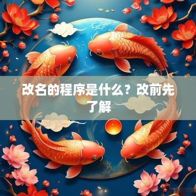 改名的程序是什么？改前先了解