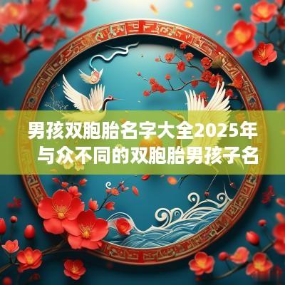 男孩双胞胎名字大全2025年  与众不同的双胞胎男孩子名字