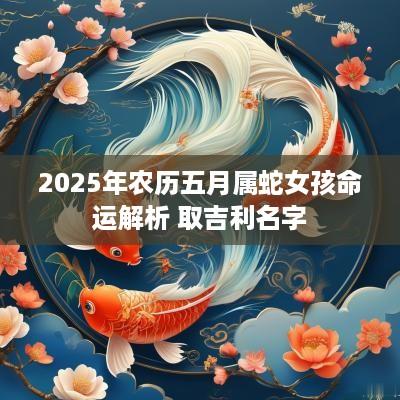 2025年农历五月属蛇女孩命运解析 取吉利名字