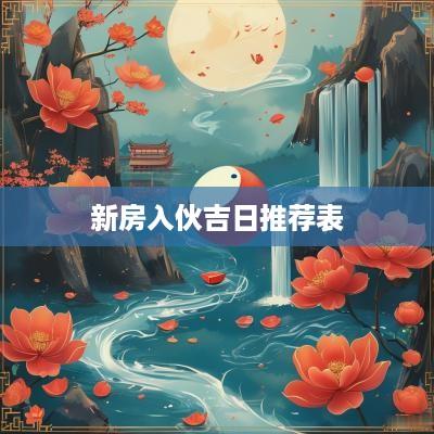 新房入伙吉日推荐表