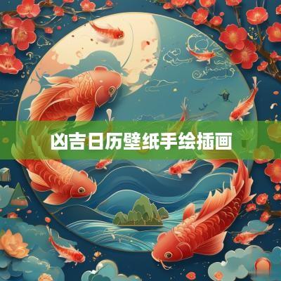 凶吉日历壁纸手绘插画