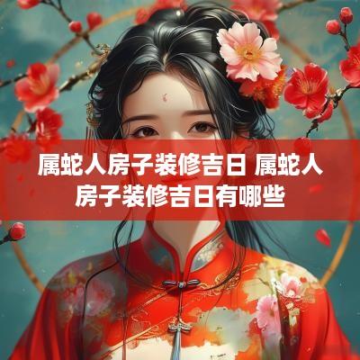 属蛇人房子装修吉日 属蛇人房子装修吉日有哪些