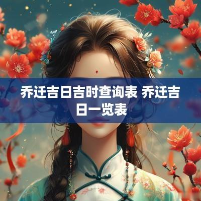 乔迁吉日吉时查询表 乔迁吉日一览表