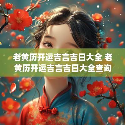 老黄历开运吉言吉日大全 老黄历开运吉言吉日大全查询