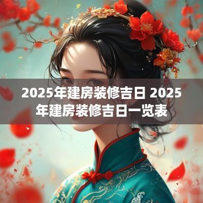 2025年建房装修吉日 2025年建房装修吉日一览表