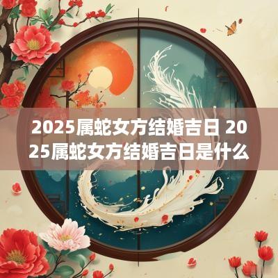 2025属蛇女方结婚吉日 2025属蛇女方结婚吉日是什么