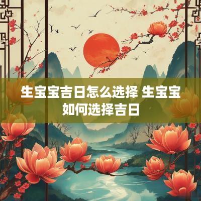 生宝宝吉日怎么选择 生宝宝如何选择吉日