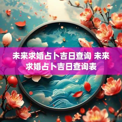未来求婚占卜吉日查询 未来求婚占卜吉日查询表