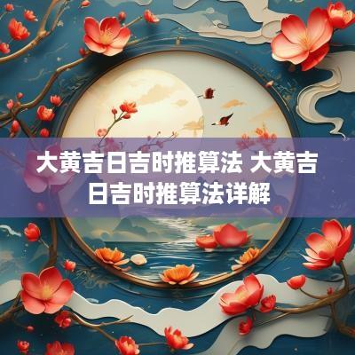 大黄吉日吉时推算法 大黄吉日吉时推算法详解