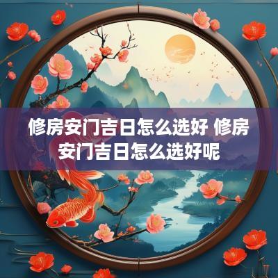 修房安门吉日怎么选好 修房安门吉日怎么选好呢