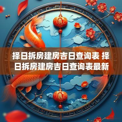 择日拆房建房吉日查询表 择日拆房建房吉日查询表最新