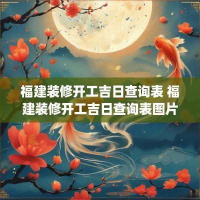 福建装修开工吉日查询表 福建装修开工吉日查询表图片