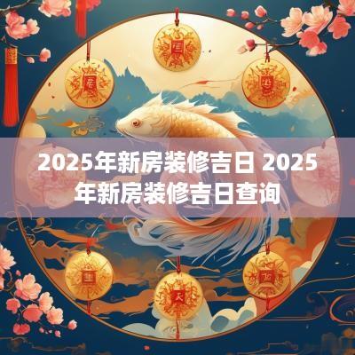 2025年新房装修吉日 2025年新房装修吉日查询