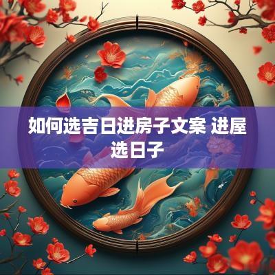 如何选吉日进房子文案 进屋选日子