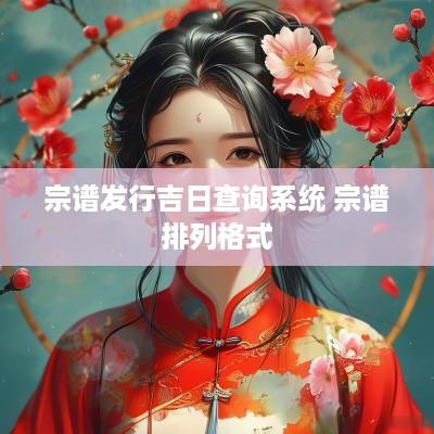 宗谱发行吉日查询系统 宗谱排列格式