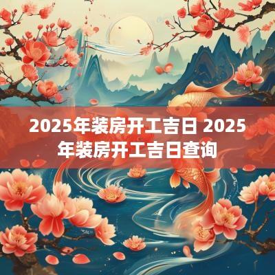 2025年装房开工吉日 2025年装房开工吉日查询