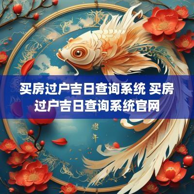 买房过户吉日查询系统 买房过户吉日查询系统官网