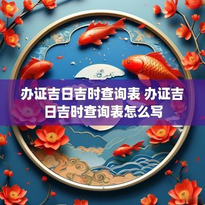 办证吉日吉时查询表 办证吉日吉时查询表怎么写